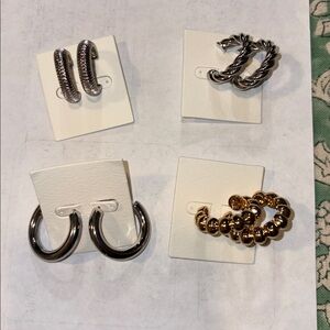 Set of Silver and Gold Hoop Earrings